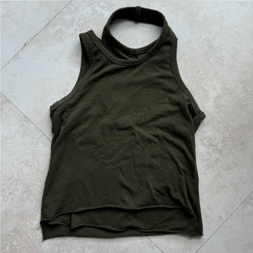 The Frankie Shop asymmetric layer tank in khaki green